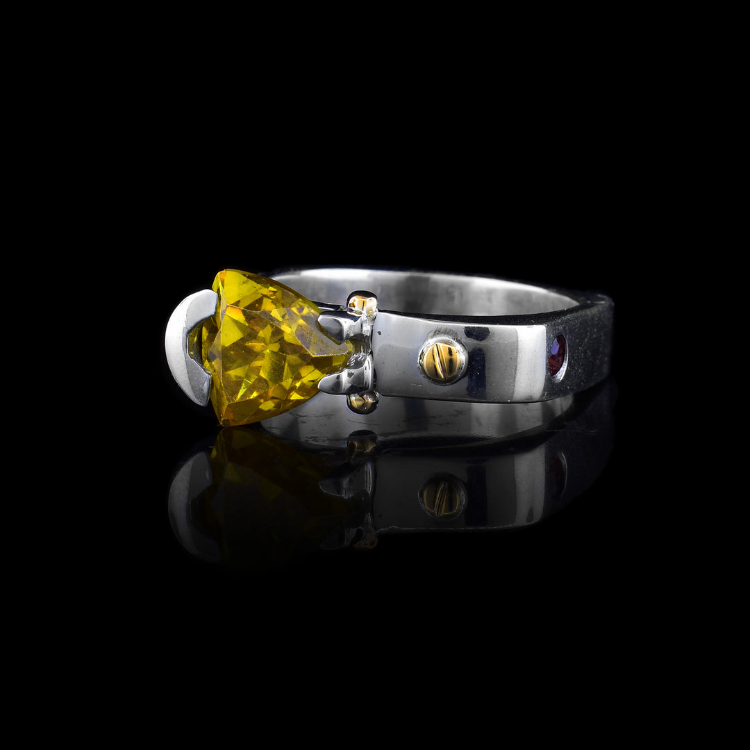 Yellow Garnet Sterling Silver and 14k Gold Ring