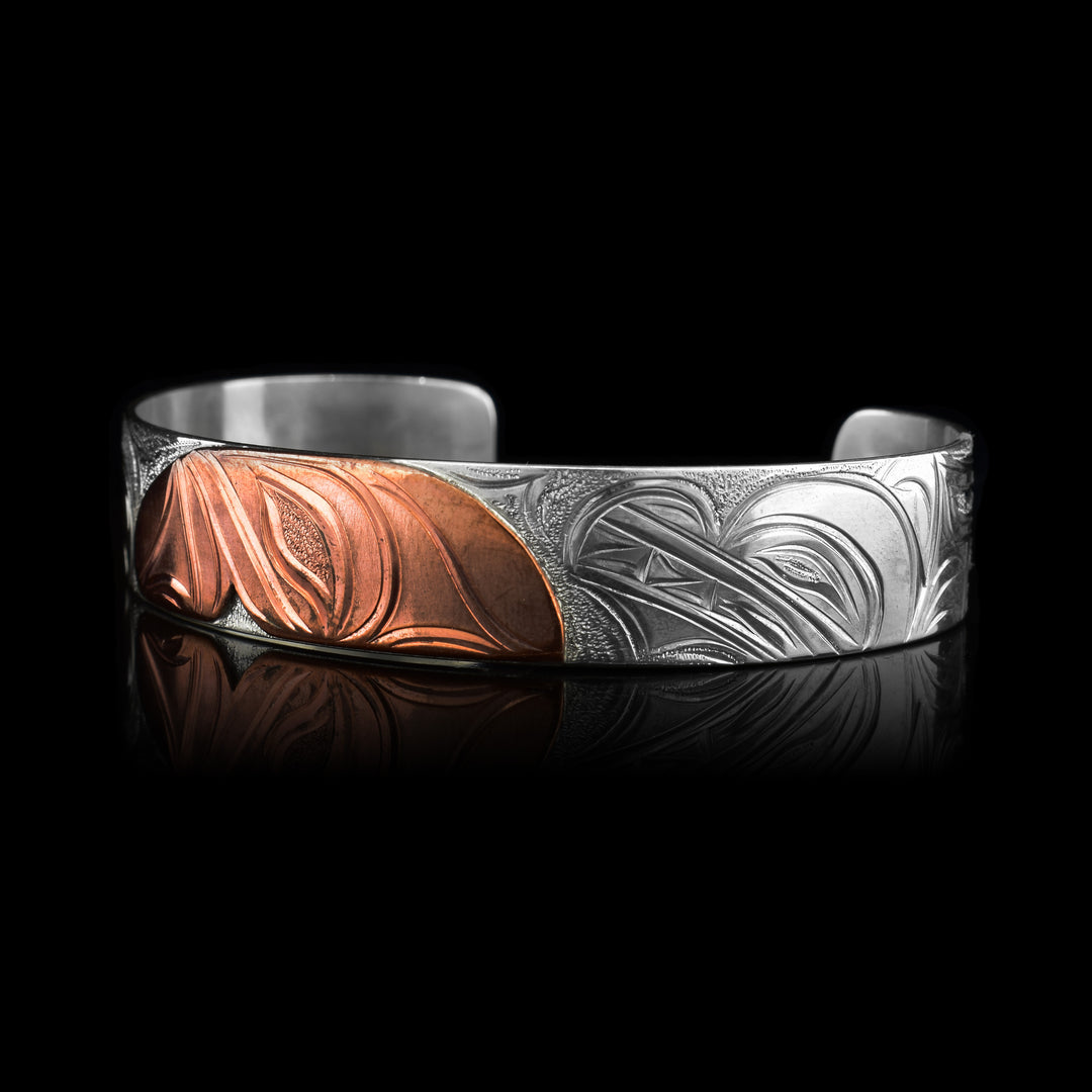 Sterling Silver and Copper 1/2" Eagle, Moon, and Wolf Bracelet - Artina's Jewellery