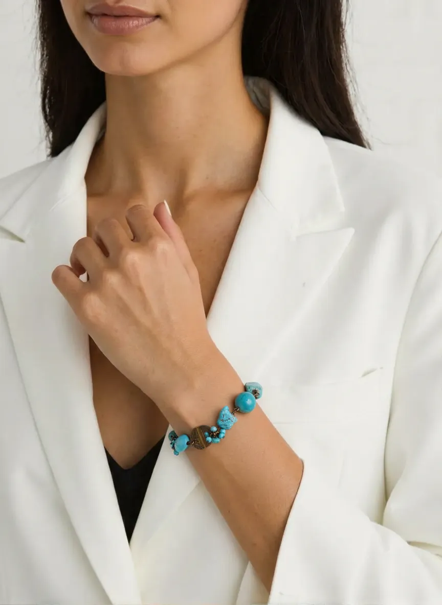 Turquoise Brass Bracelet - Artina's Jewellery