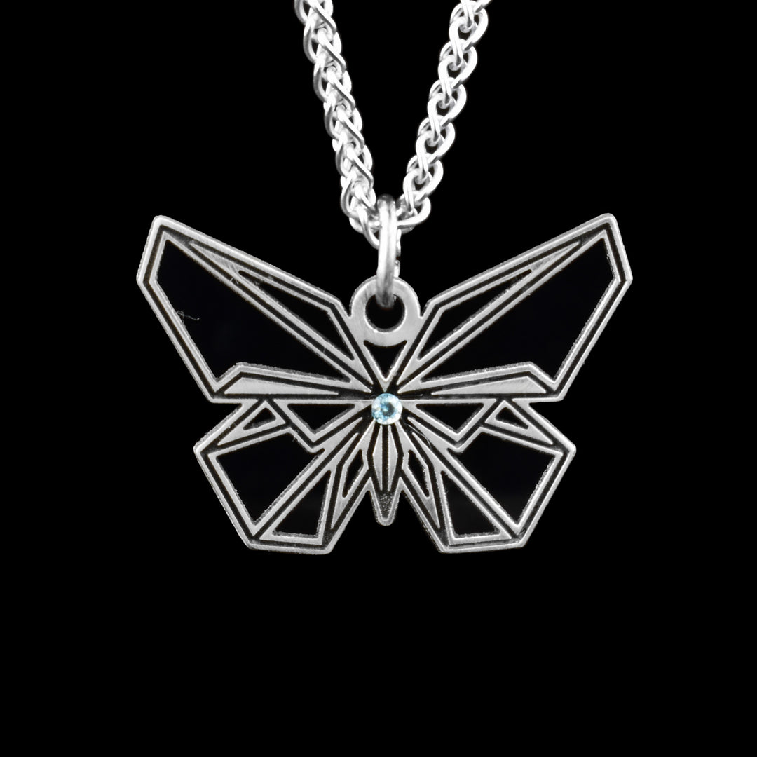 Sterling Silver Butterfly Pendant, Linear carved to make a geometrical butterfly pendant. 