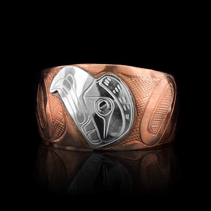 one and a quarter inch wide Sterling Silver & Copper Eagle Cuff Bracelet