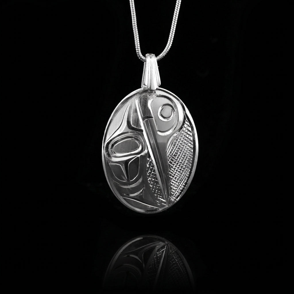 Sterling Silver Oval Hummingbird Pendant
