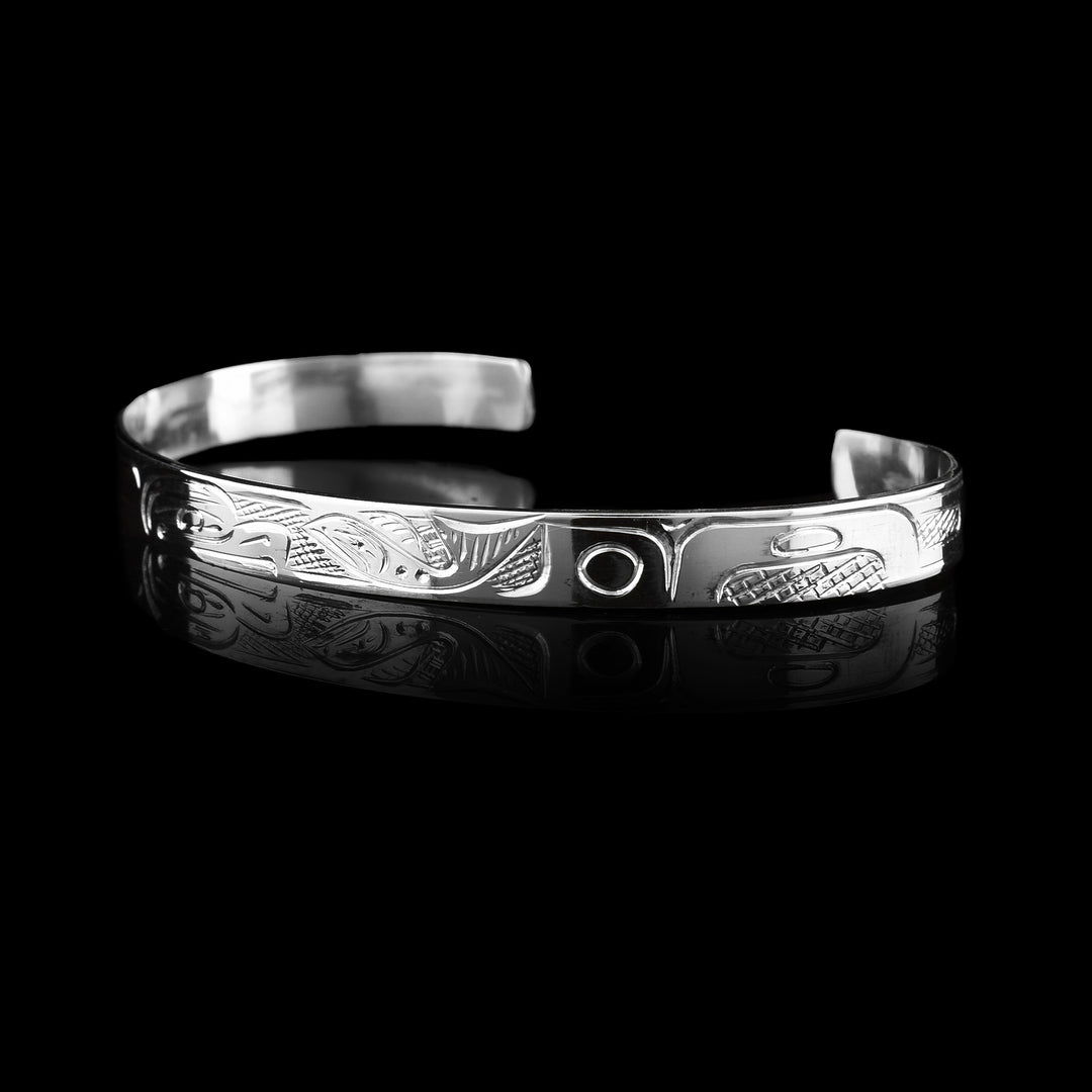 sterling Silver Eagle and Salmon Cuff Bracelet