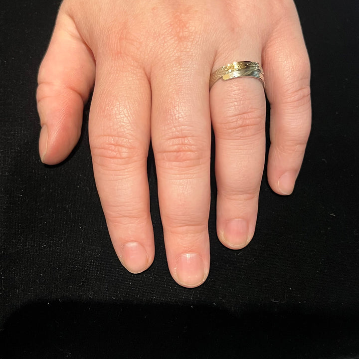 Wrapped 1/8" 14K Gold and Silver Wolf Ring - Artina's Jewellery