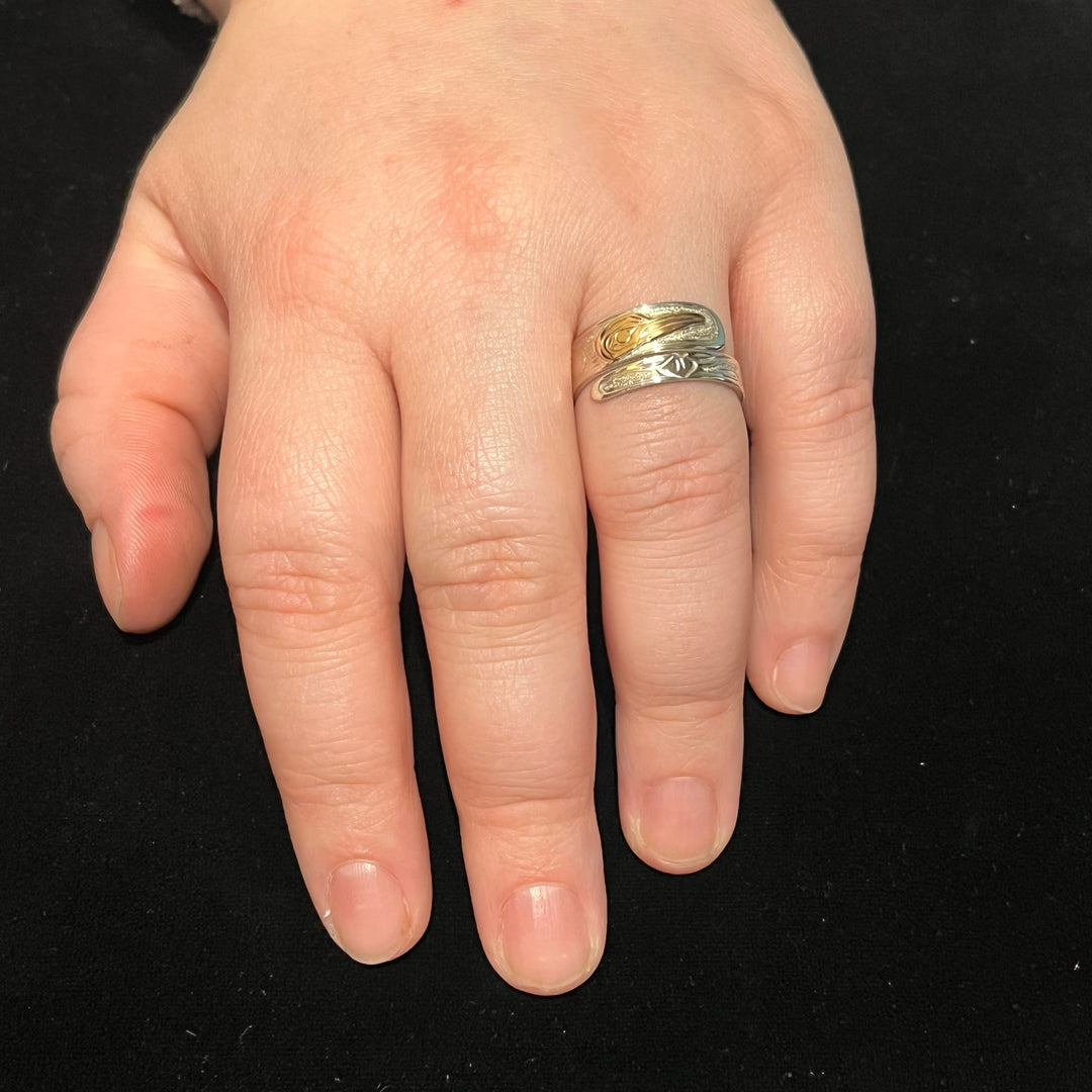 Silver Gold Hummingbird Wrap Around Ring - Artina's Jewellery