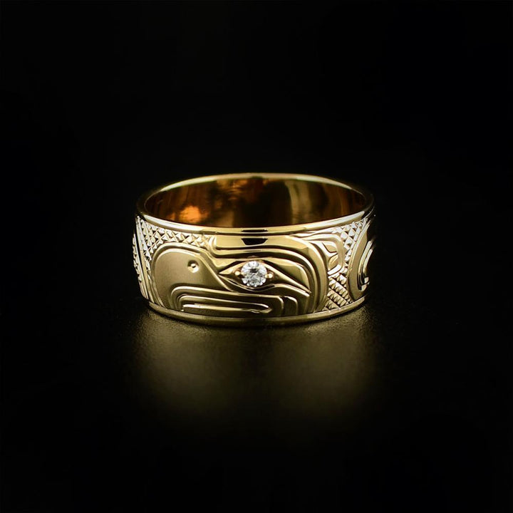Hand Carved Gold Eagle Ring