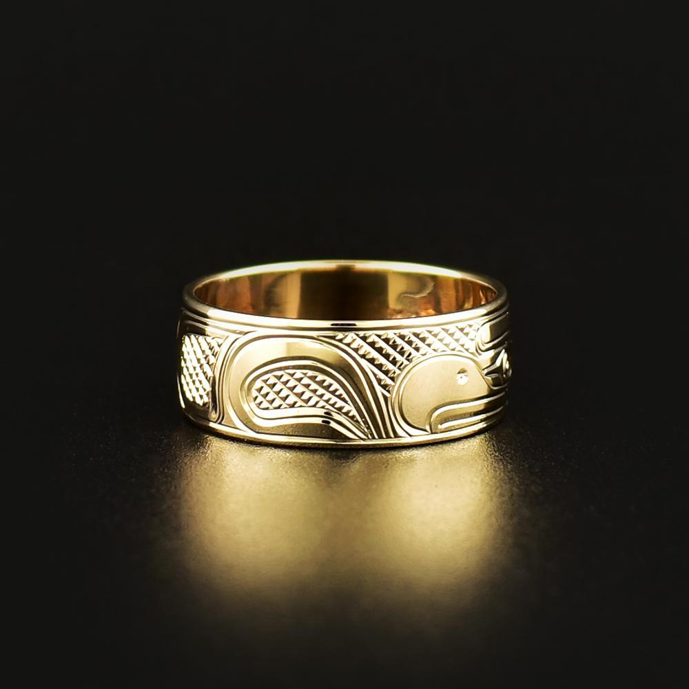 Hand Carved Gold Eagle Ring