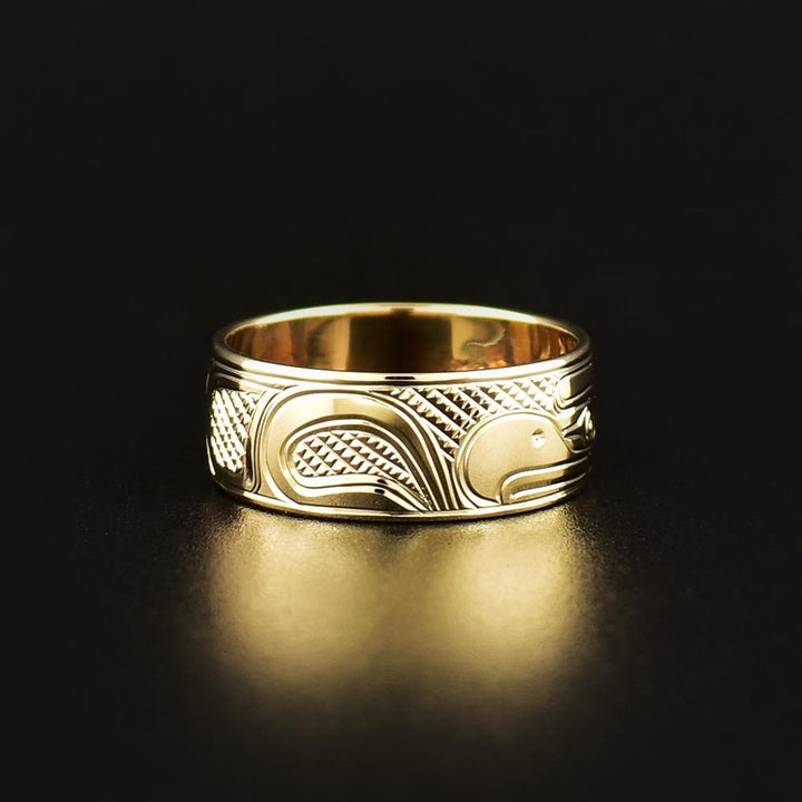 Hand Carved Gold Eagle Ring