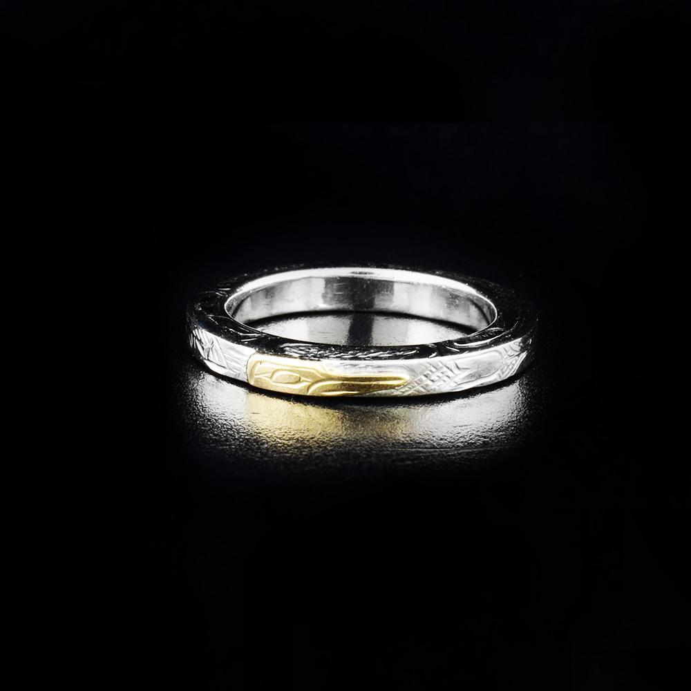 14K White and Yellow Gold Hummingbird Ring