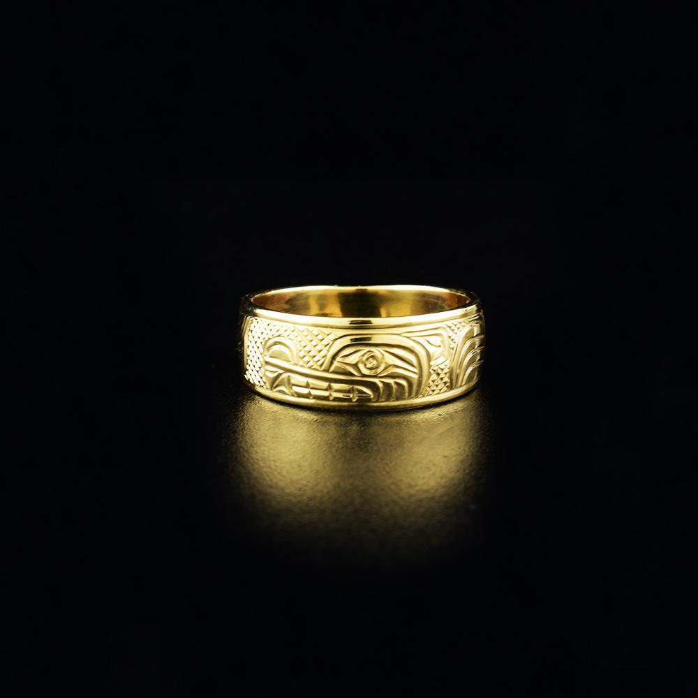 14K Gold 5/16" Wolf Ring