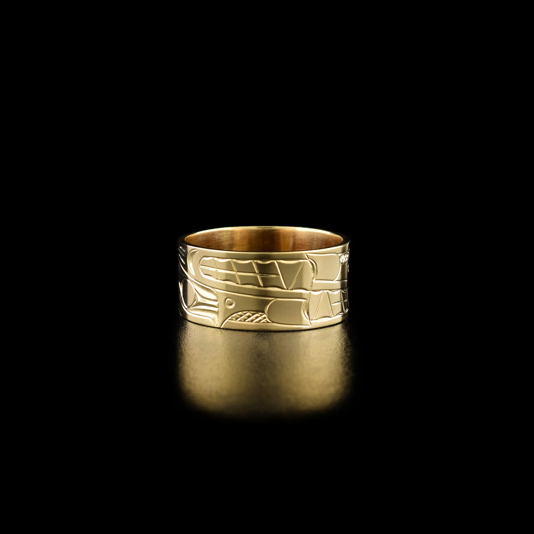 14K Gold 3/8" Double Wolf Ring - Artina's Jewellery