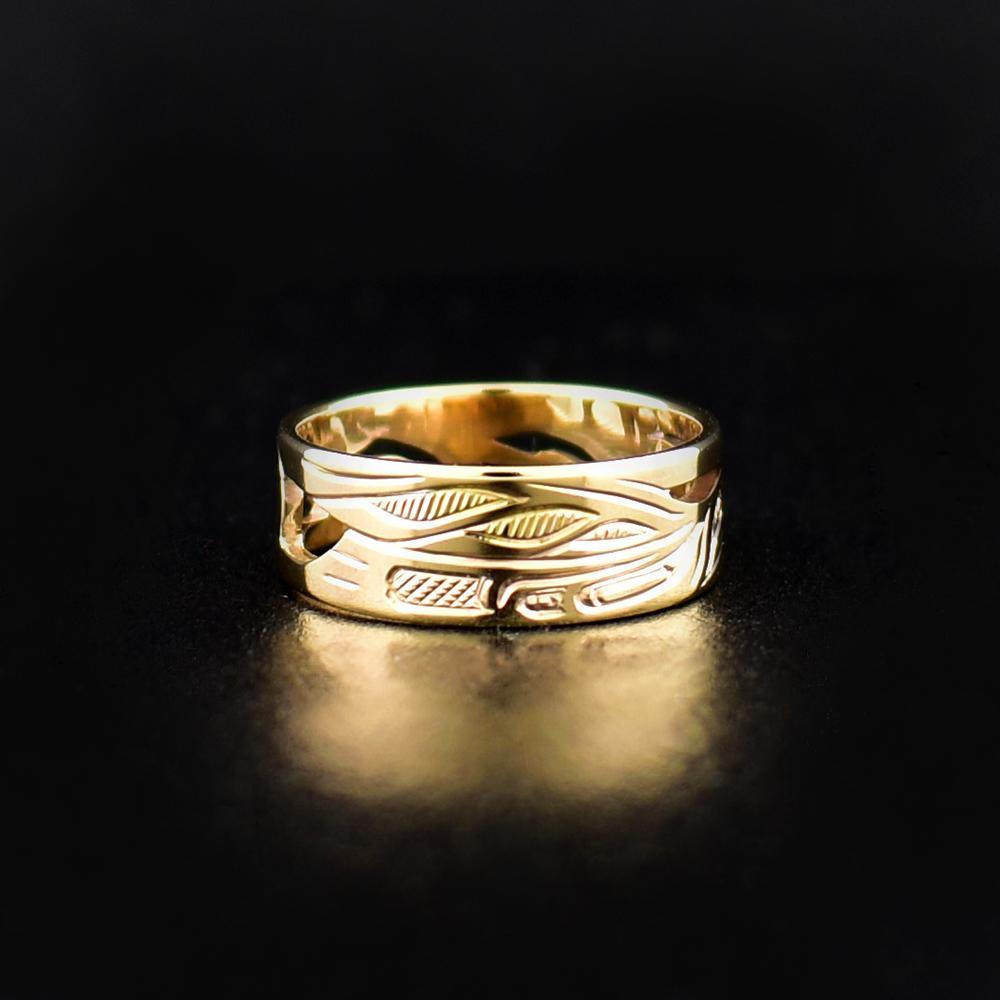 14k Gold Hummingbird Cutout Ring