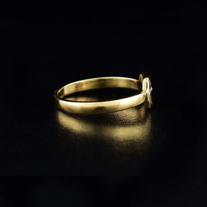 14K Gold Orca Stacker Ring with Diamond