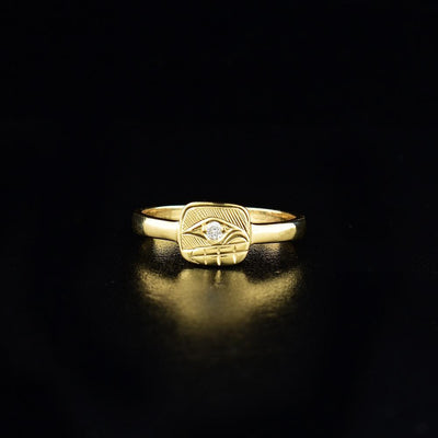 14K Gold Orca Stacker Ring with Diamond