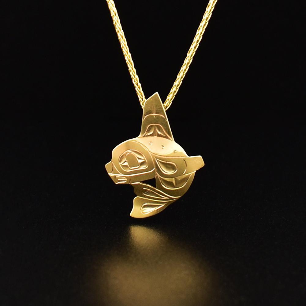 14k Gold Mini Orca Pendant