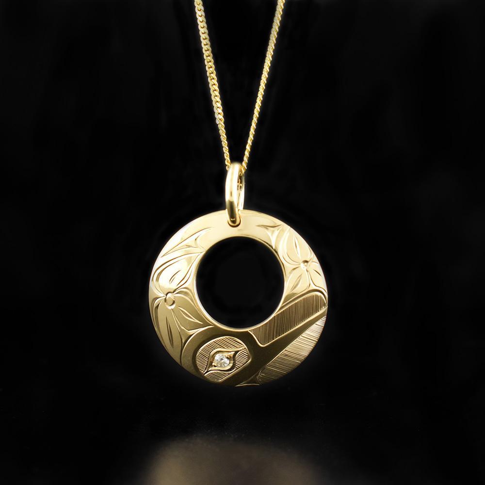 Gold Hummingbird Pendant with Diamond