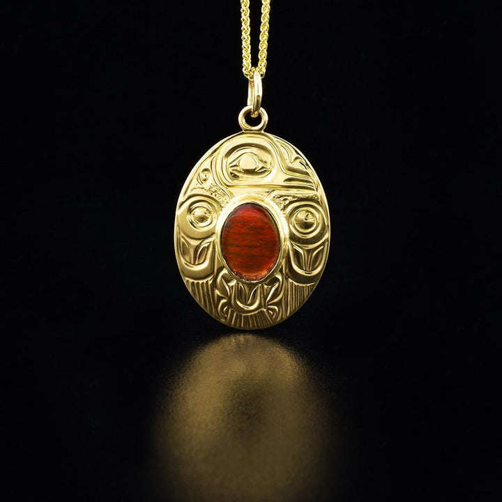 14K Gold Hummingbird Pendant with Ammolite