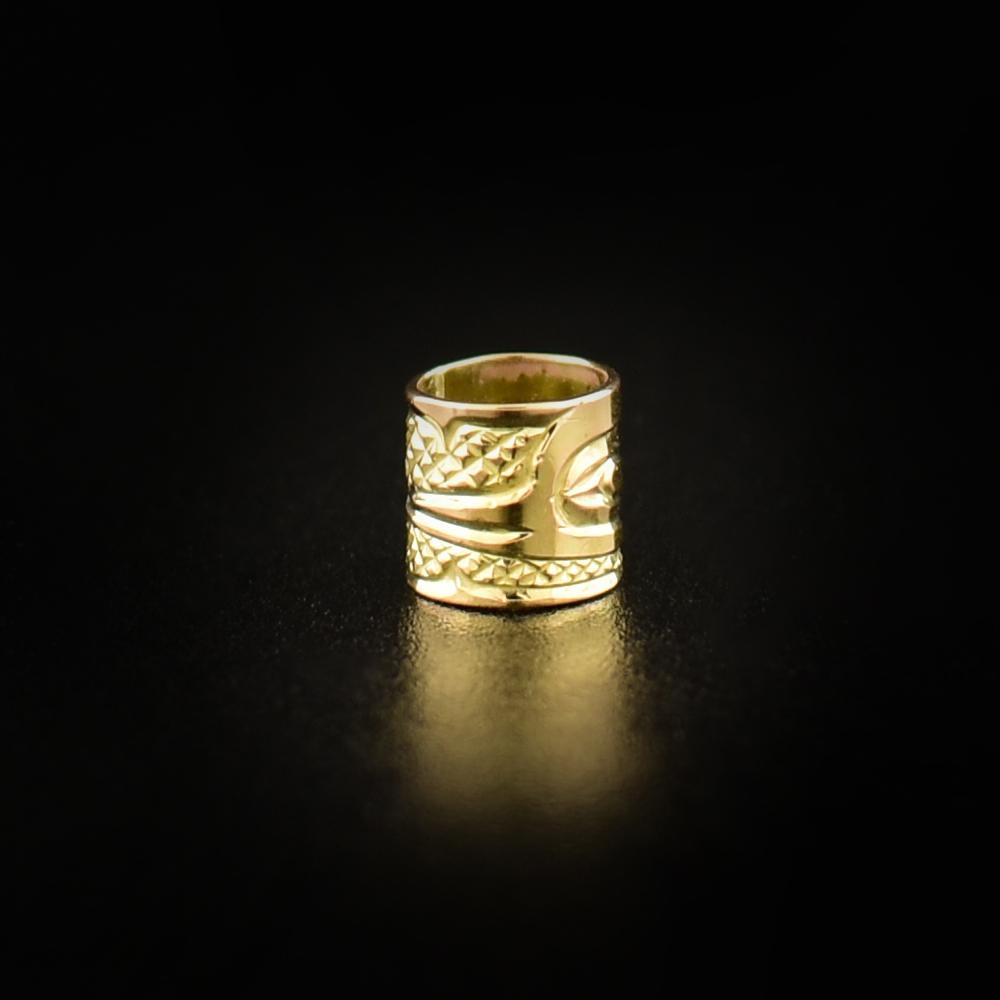 Hummingbird charm for bracelet. Gold Mini Hummingbird Spirit Bead. Picture shows Hummingbird's beak.