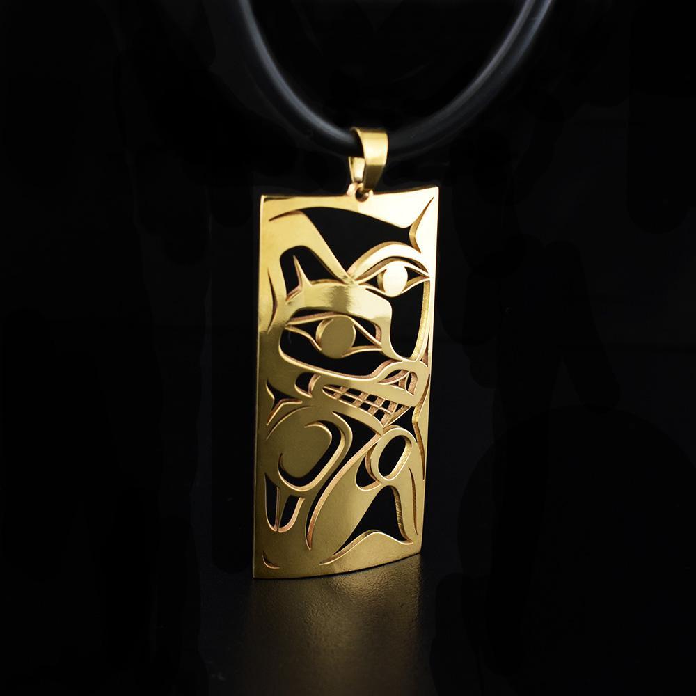 14k Wolf & Moon Pendant
