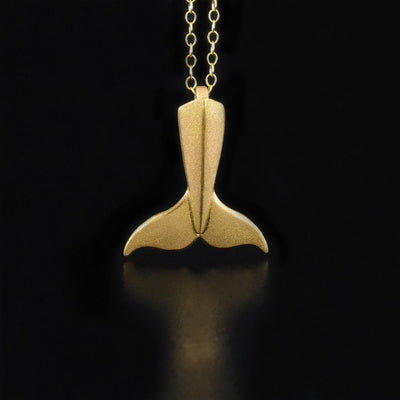Brushed 14k Gold Whale Tail Pendant