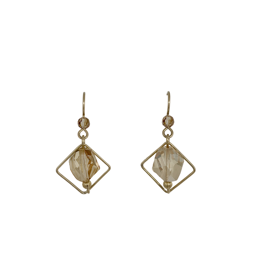 Champagne Cream Mini Diamond Earrings