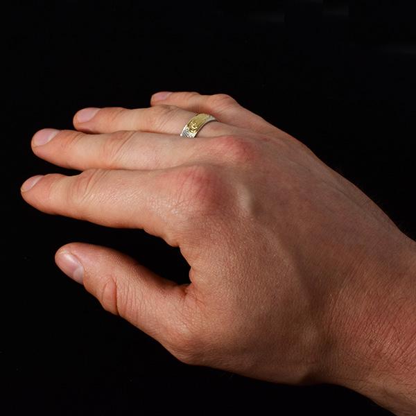 Hand Carved Silver and Gold Orca Ring