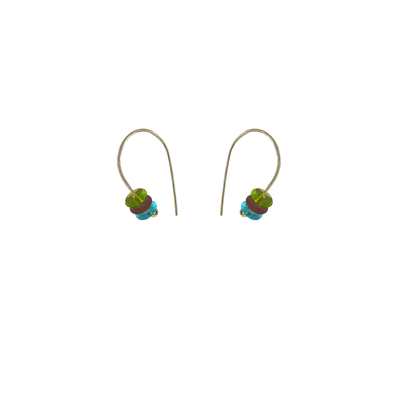 reen and Blue Bead Stacker Earrings