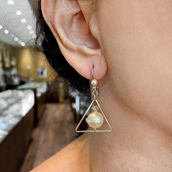 Champagne Cream Triangle Earrings