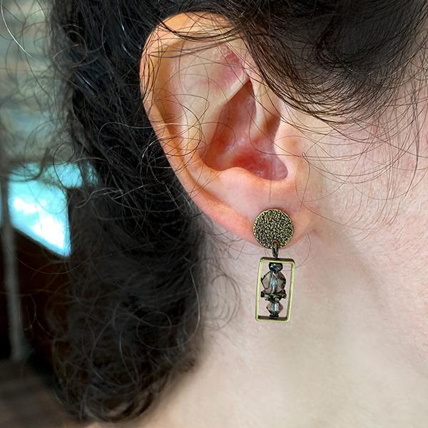 Silver Mist Small Rectangle Earrings