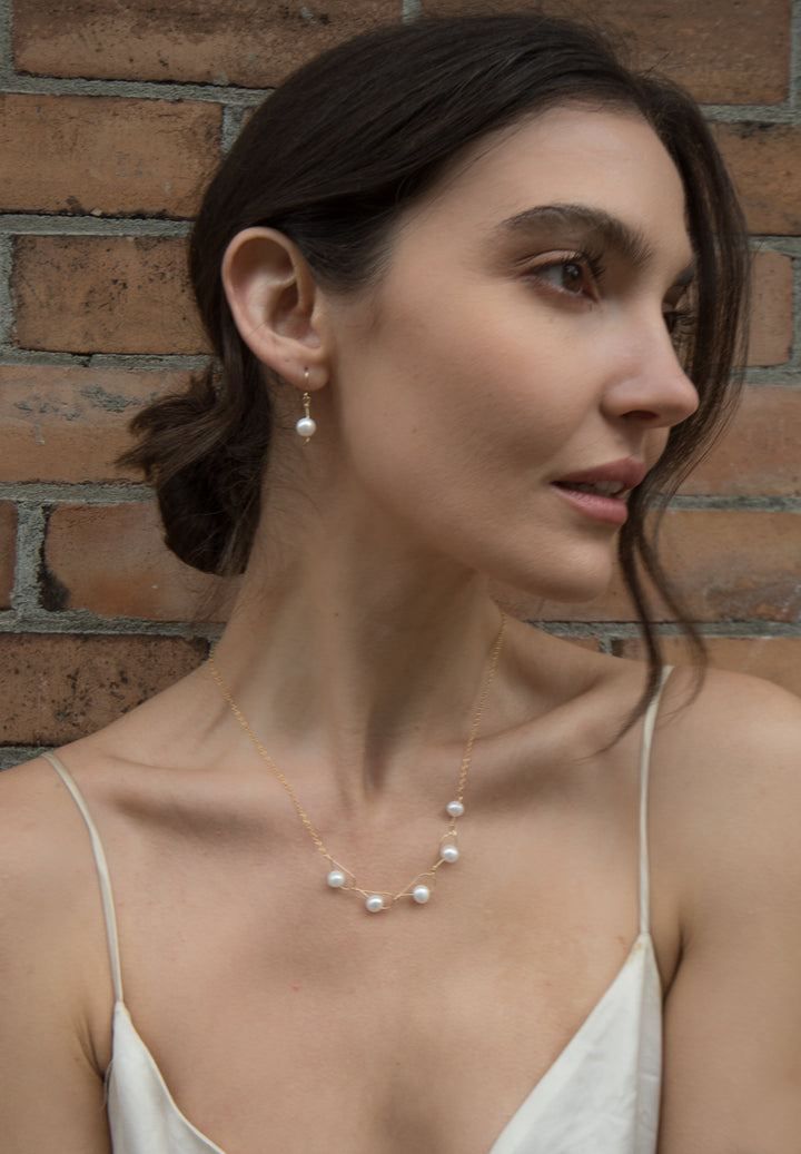 Sterling Silver White Pearl Rain Collection Necklace - Artina's Jewellery