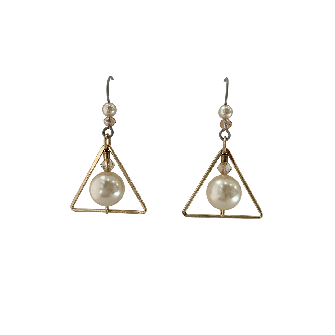 Champagne Cream Triangle Earrings
