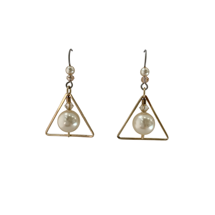 Champagne Cream Triangle Earrings