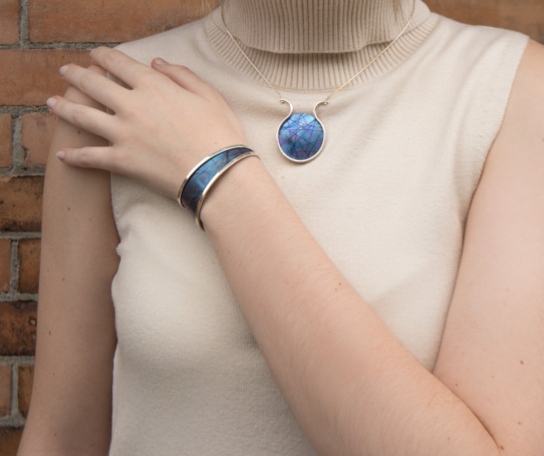 Medium Blue Titanium Tapered Cuff Bracelet - Artina's Jewellery