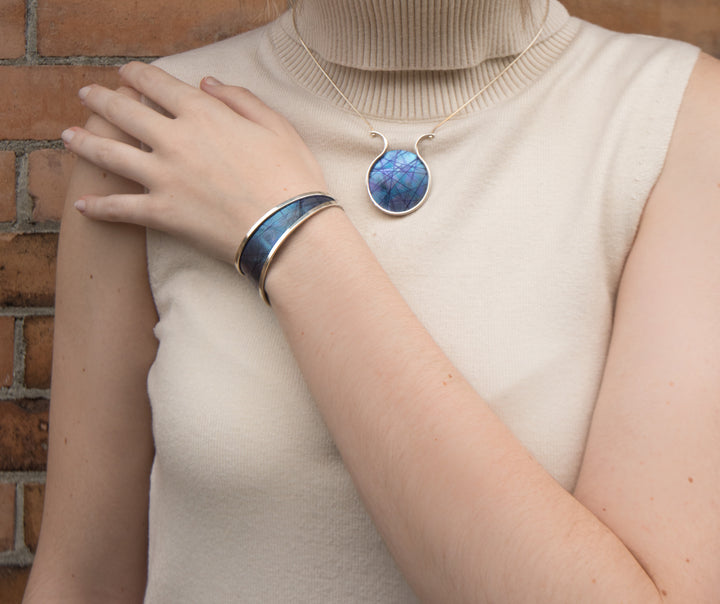 Medium Blue Titanium Tapered Cuff Bracelet - Artina's Jewellery