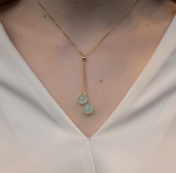Ocean Quartz Lantern Lariat Necklace - Artina's Jewellery