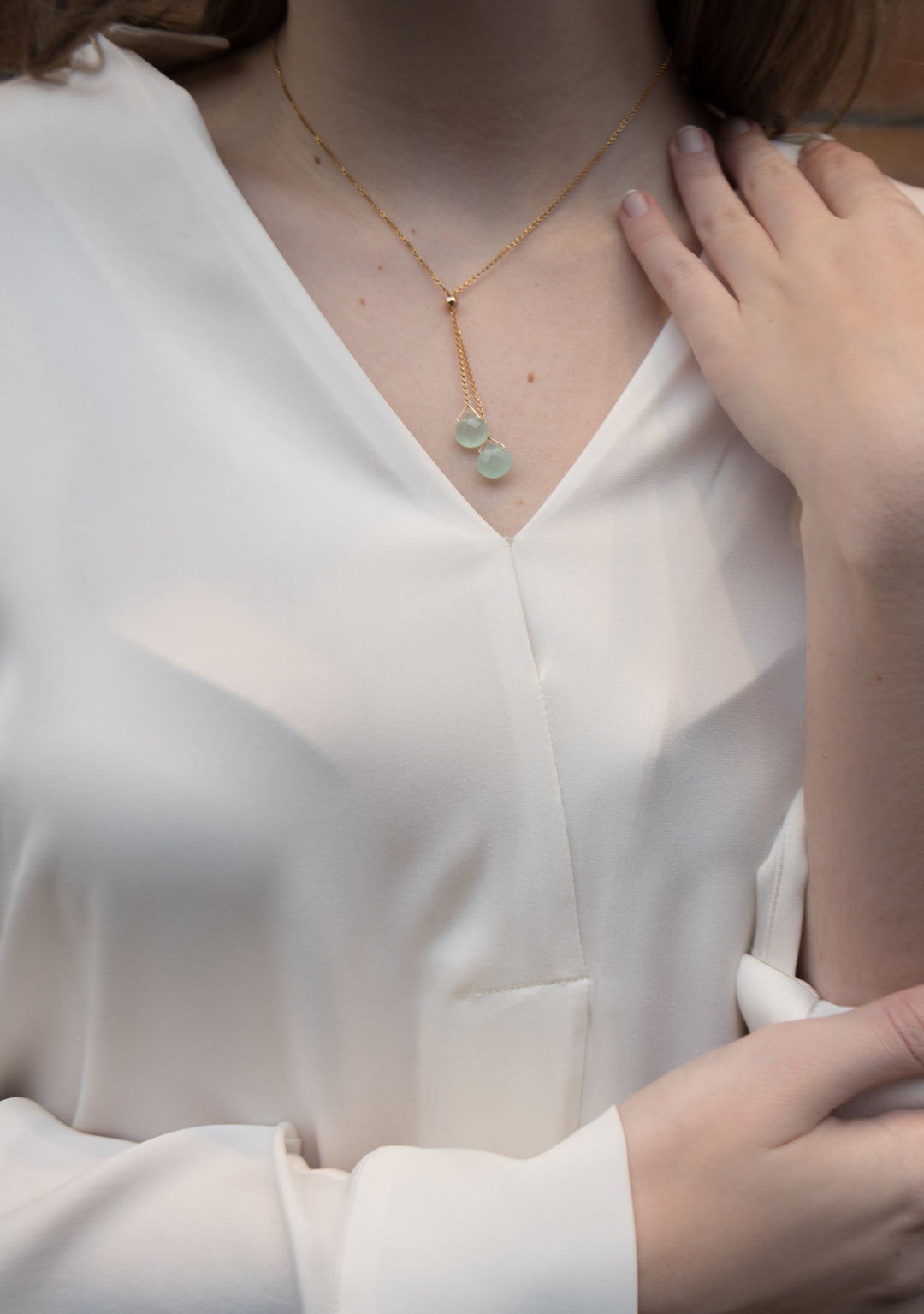Ocean Quartz Lantern Lariat Necklace - Artina's Jewellery