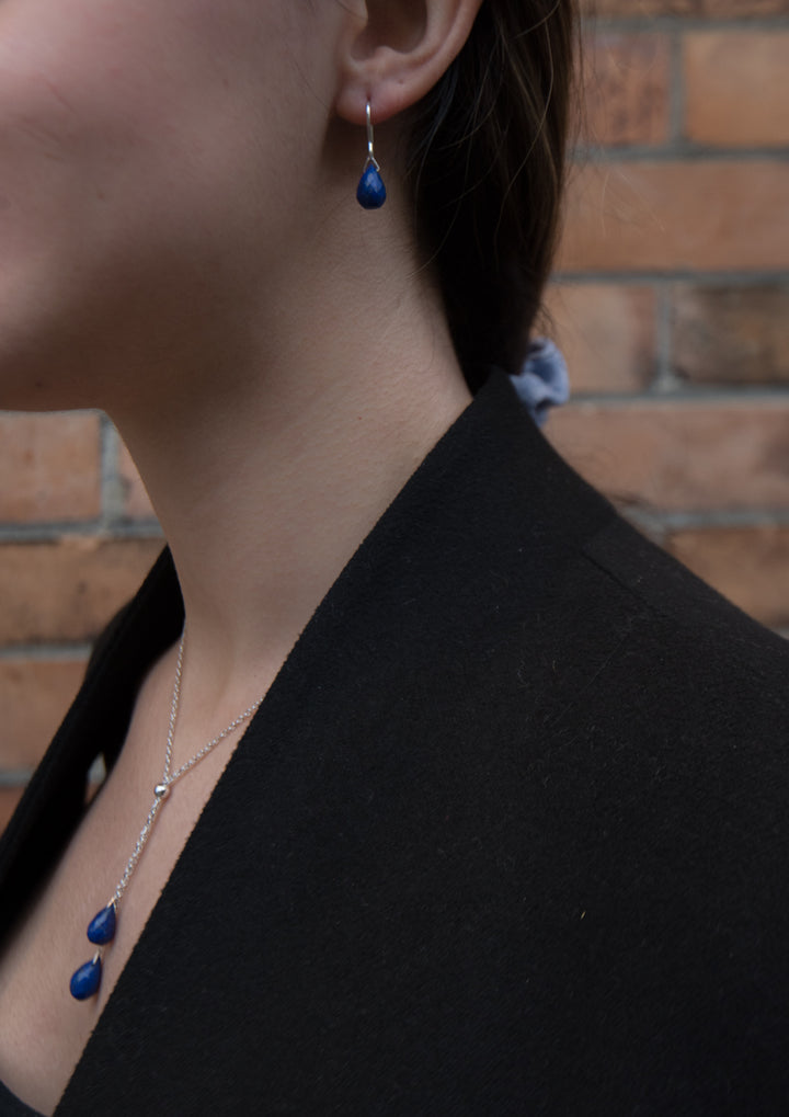Sterling Silver Lapis Lazuli Lantern Earrings - Artina's Jewellery