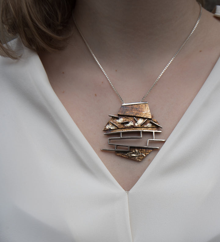 Oxidized Silver Abstract Open Pendant - Artina's Jewellery