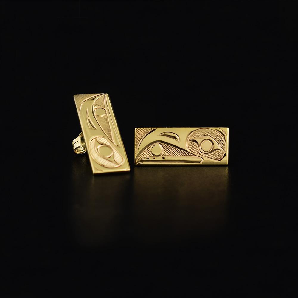 14K Gold Raven Earrings