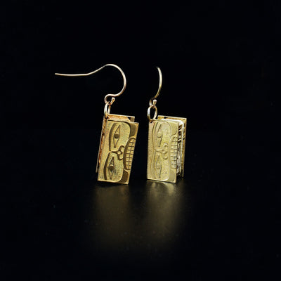 14K Gold Bentwood Box Earrings by Tlingit artist Mark Preston.
