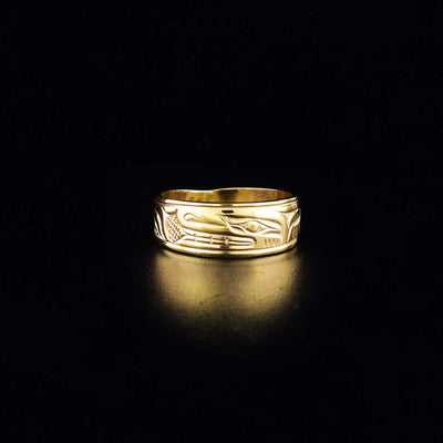 14K Gold 5/16" Wolf Ring
