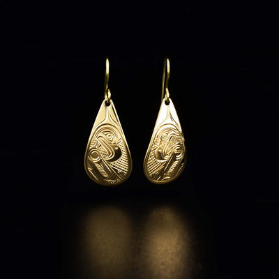 14K Gold Teardrop Eagle Earrings