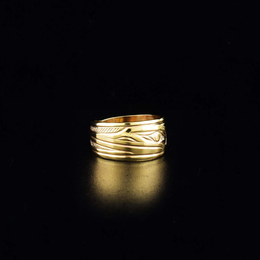 14K Gold 3/8" Hummingbird Ring