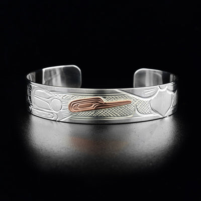 14K rose gold and sterling silver hummingbird bracelet