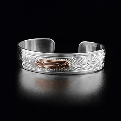 14K rose gold and sterling silver orca bracelet
