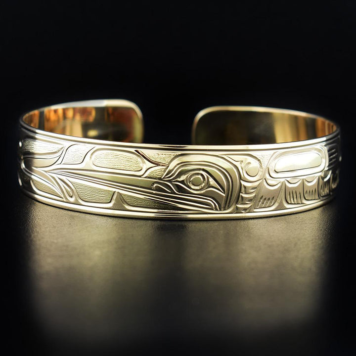 1/2" 14K Gold Hummingbird Cuff Bracelet