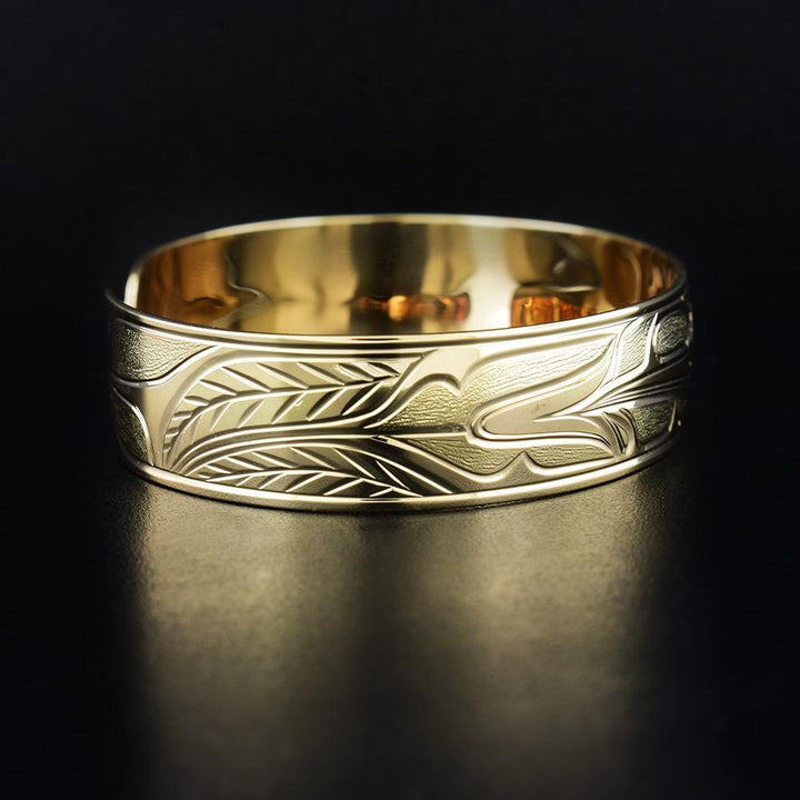 1/2" 14K Gold Hummingbird Cuff Bracelet