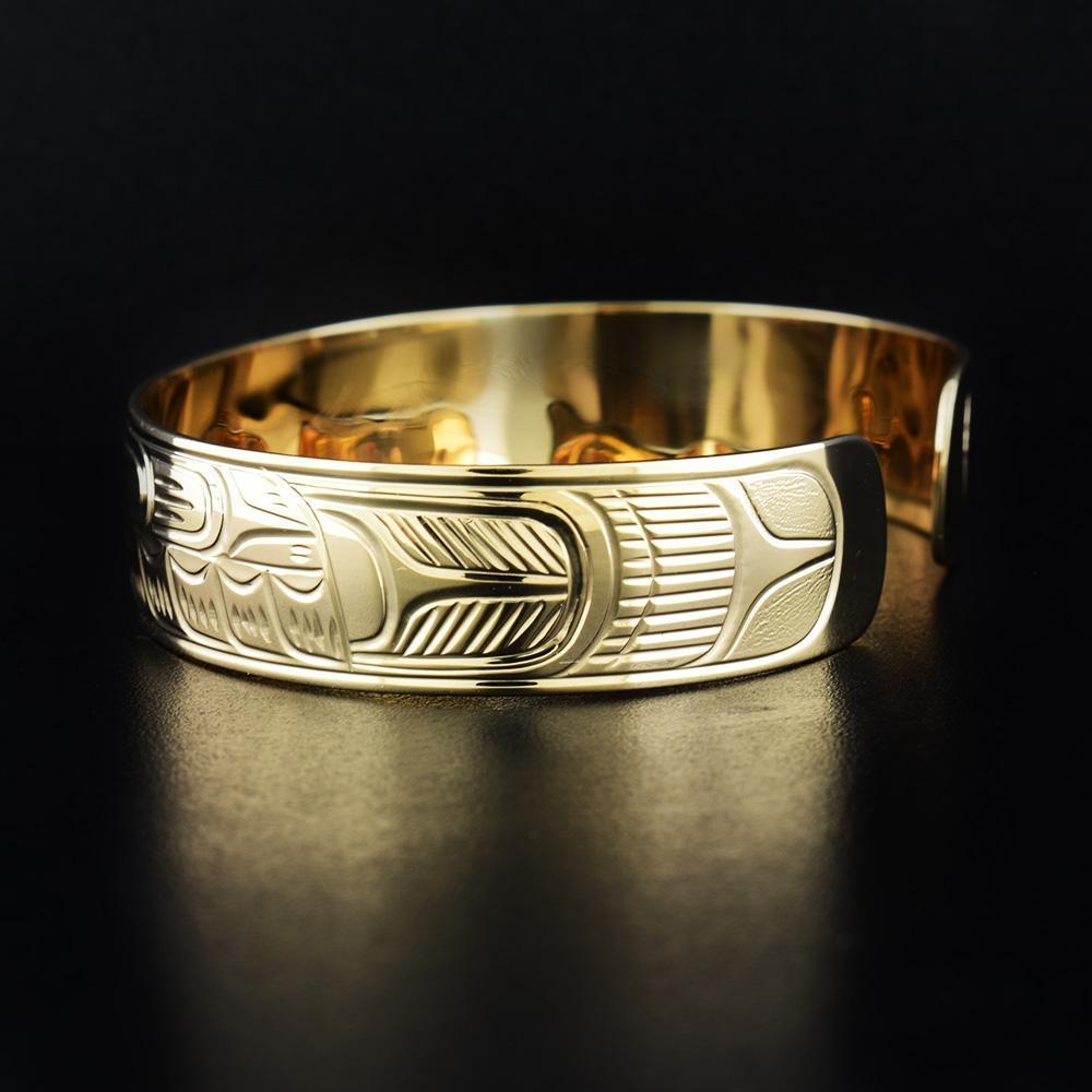 1/2" 14K Gold Hummingbird Cuff Bracelet