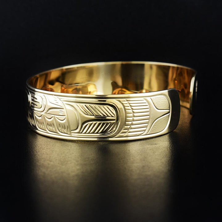 1/2" 14K Gold Hummingbird Cuff Bracelet