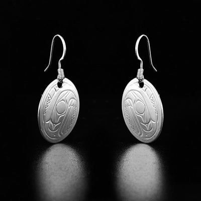 Sterling Silver Oval Eagle Earrings